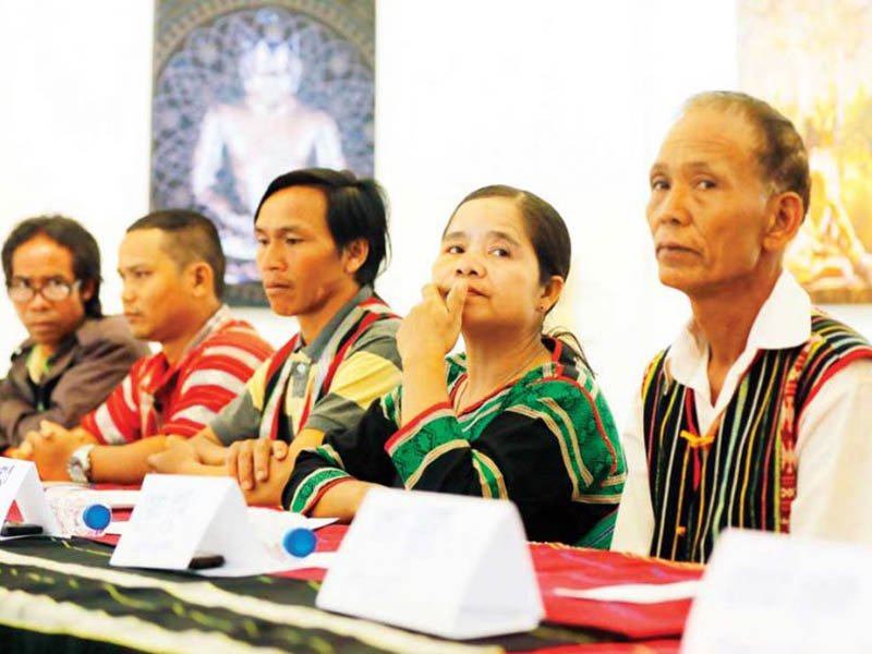 14 SL1 a bunong ethnic community from mondulkiri hold a press conference on tuesday over their land dispute with a french firm heng chivoan